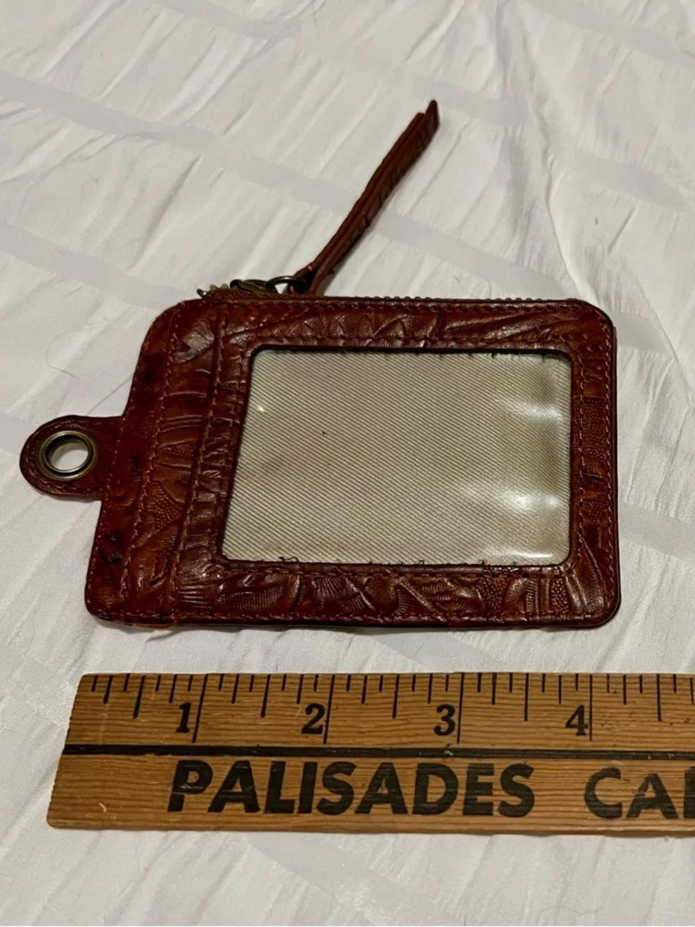 American West Brown Tooled Leather Zipper Card Holder Wallet - Picture 4 of 6
